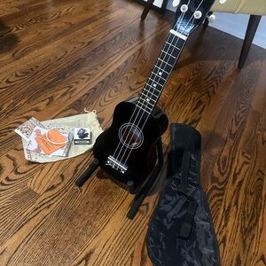 Black Ukulele with Accessories